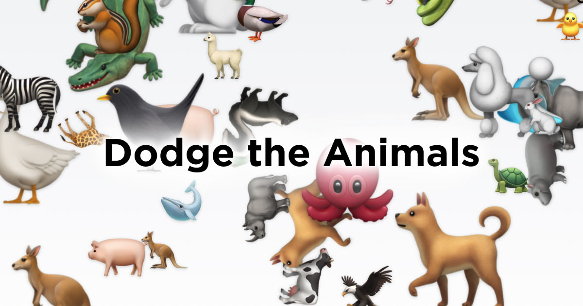 落ちてくる動物たちを避け続けるゲーム